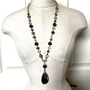 Jules b teardrop.pendant long  beaded necklace